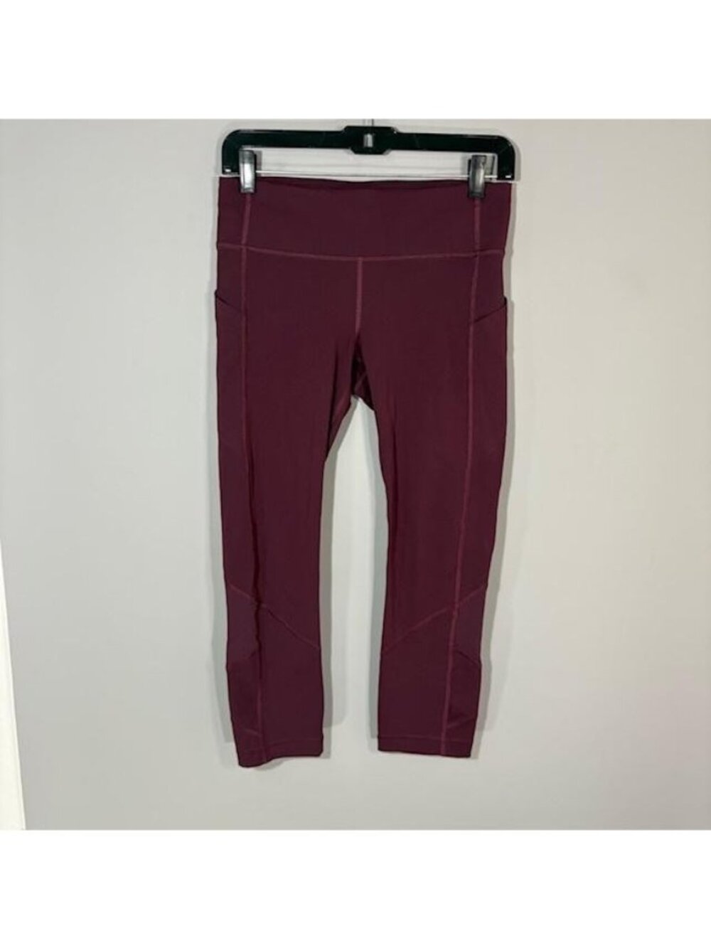 Lululemon Leggings Womens 6 Red Crop Pockets Yoga Pants Gym Running Athletic